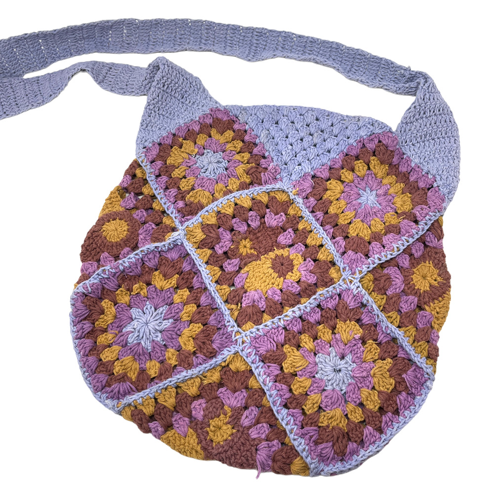 Icon Woven Hobo Grandma Granny Boho Crocheted Afghan Square Bag - Picture 9 of 9